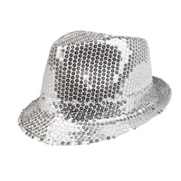 SILVER SEQUINED POPSTAR HAT