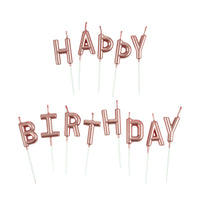 SET 13 BOUGIES LETTRES HAPPY BIRTHDAY ROSE GOLD 8CM