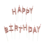SET 13 BOUGIES LETTRES HAPPY BIRTHDAY ROSE GOLD 8CM