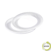SET OF 6 REUSABLE PLASTIC PLATES 18CM SILVER