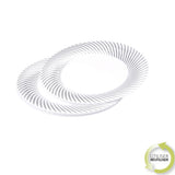 SET OF 6 REUSABLE PLASTIC PLATES 18CM SILVER