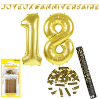 Pack Chiffre Hélium - Anniversaire Doré ou Argenté + Déco Coordonnée