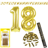 Pack Chiffre Hélium - Anniversaire Doré ou Argenté + Déco Coordonnée
