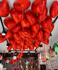 SET DE BALLONS COEUR 45CM ALUMINIUM GONFLÉ À L'HÉLIUM