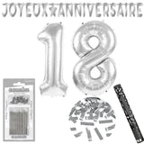 Pack Chiffre Hélium - Anniversaire Doré ou Argenté + Déco Coordonnée