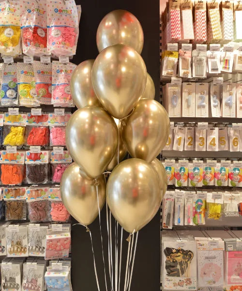 Pack Chic Doré – Ballons Hélium, Guirlande & Déco