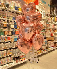 BOUQUET OF 8 45CM ALUMINUM HEART BALLOONS