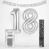 Pack Chiffre Hélium - Anniversaire Doré ou Argenté + Déco Coordonnée