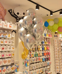 BOUQUET DE 10 BALLONS LATEX SHINY 33CM | DORÉ/ ARGENT/ ROSE GOLD