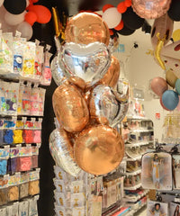 BOUQUET OF 10 HEART + ROUND ALUMINUM BALLOONS 45CM