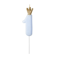 BOUGIE ANNIVERSAIRE BLEU CHIFFRE 1 DE 9.5CM