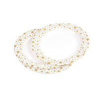 SET OF 6 DURABLE CARDBOARD PLATES GOLD STAR 18CM