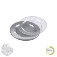 SET OF 6 REUSABLE PLASTIC PLATES 18CM SILVER