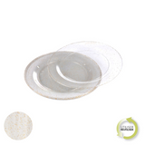 SET 6 REUSABLE PLASTIC PLATES 18CM GOLD