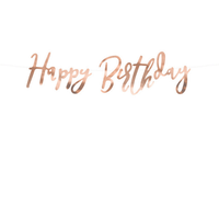 HAPPY BIRTHDAY ROSE GOLD CARDBOARD GARLAND 62CM