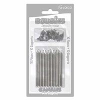 GLITTER SILVER CANDLES X10
