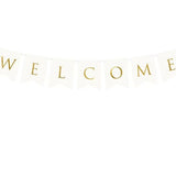 WELCOME WHITE CARDBOARD GARLAND 10x95CM