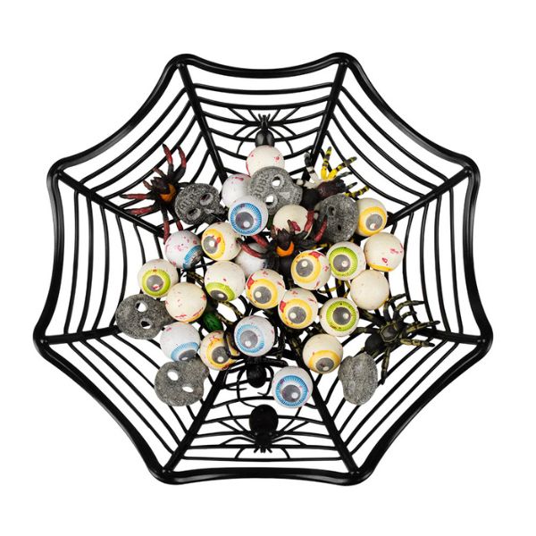 CORBEILLE D'HALLOWEEN TOILE D'ARAIGNÉE 27CM