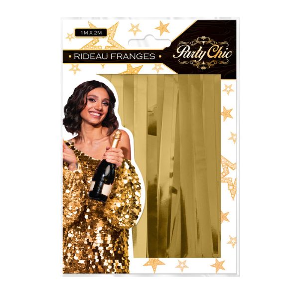 GOLD METALLIC FRINGED CURTAIN 100X200CM