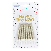 16 BOUGIES AVEC TOPPER 'HAPPY BIRTHDAY' OR