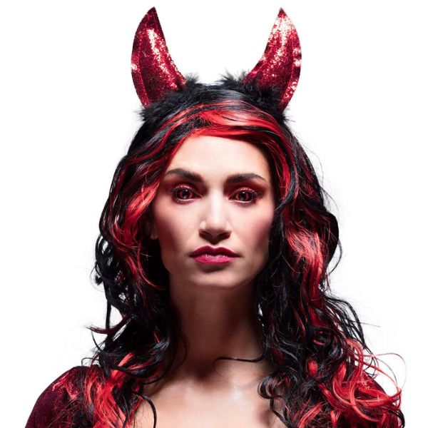 GLITTER DEVIL HORN TIARA