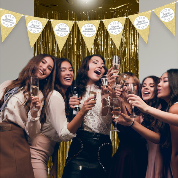 GOLD METALLIC FRINGED CURTAIN 100X200CM