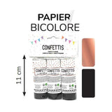 3 CANONS CONFETTIS 11 CM ROSE GOLD+NOIR PAPIER DE SOIE