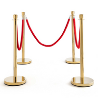 RENTAL 4 GOLDEN GUIDE POSTS WITH 3 RED VELVET ROPES