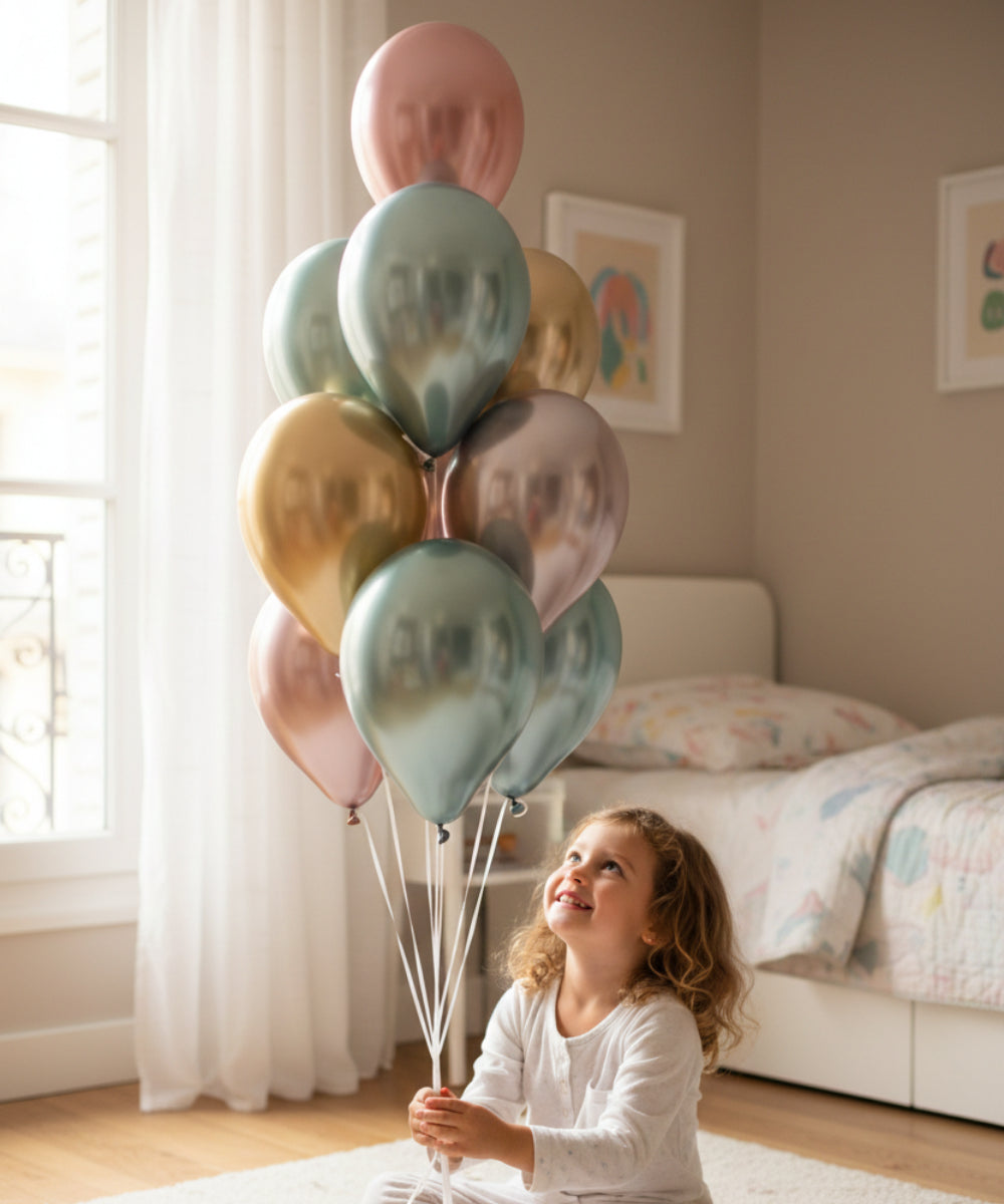 BOUQUET DE 10 BALLONS LATEX SHINY 33CM | MULTICOLORE