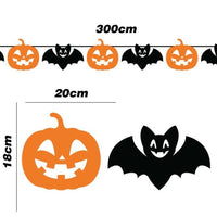 GUIRLANDE CHAUVE-SOURIS ET CITROUILLE 300CM 20X18