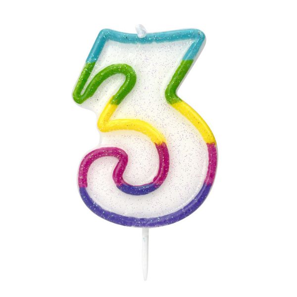 BOUGIE ANNIVERSAIRE CHIFFRE 3 DE 6CM