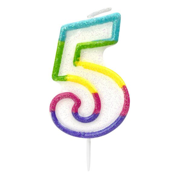 BOUGIE ANNIVERSAIRE CHIFFRE 5 DE 6CM