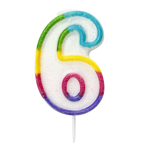 BOUGIE ANNIVERSAIRE CHIFFRE 6 DE 6CM