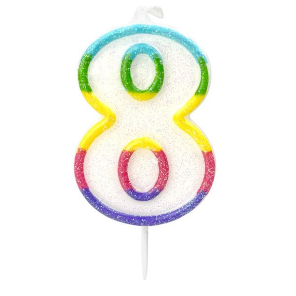 BOUGIE ANNIVERSAIRE CHIFFRE 8 DE 6CM