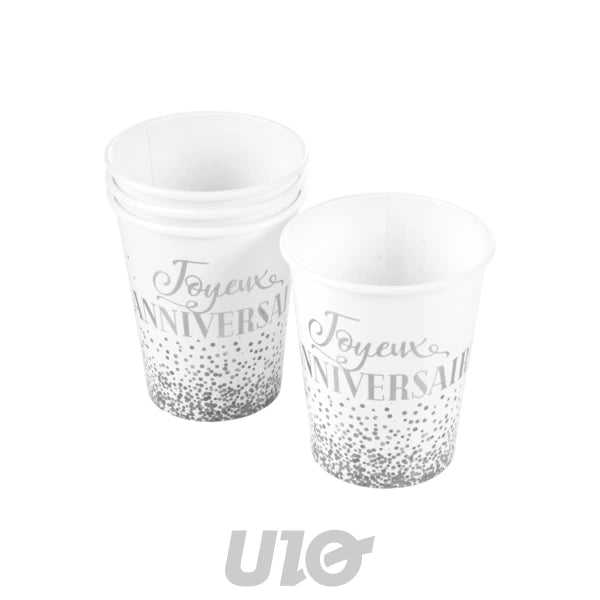 SET OF 6 CARDBOARD CUPS FOR BIRTHDAY 25CL