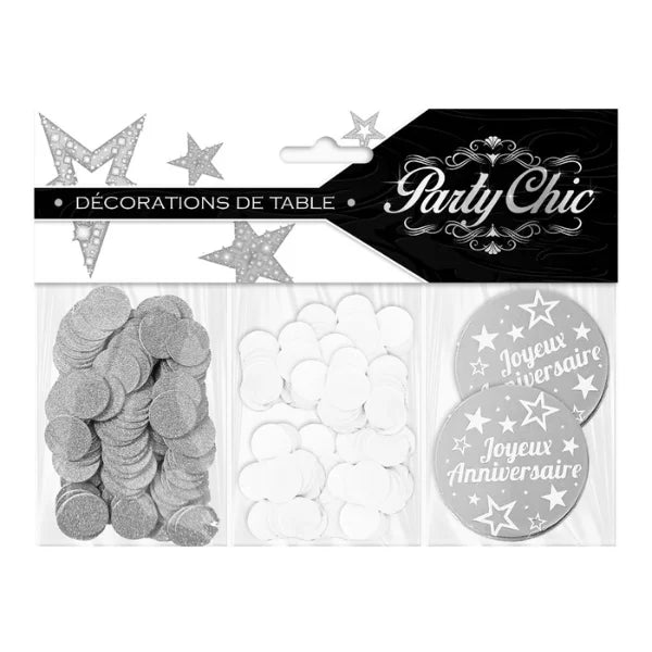 CHIC SILVER PARTY TABLE DECORATION TRIO 