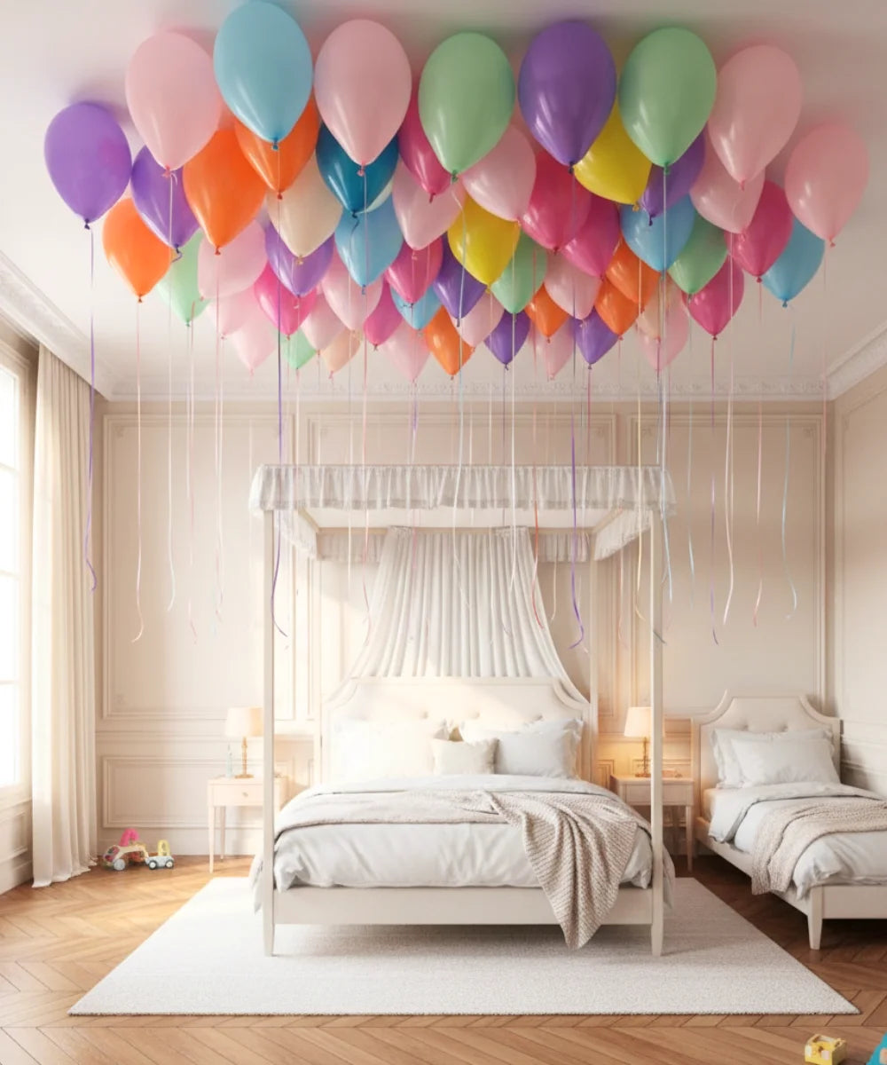 SET DE 50 BALLONS LATEX 30CM GONFLÉ À L'HÉLIUM