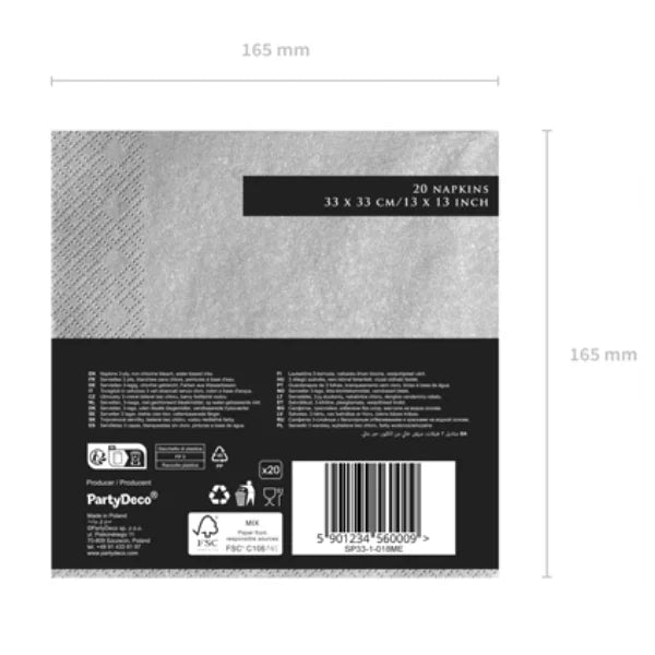 3-PLY SILVER TOWELS PER X20 OF 33CM