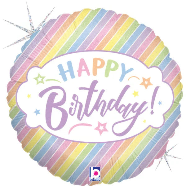 BIRTHDAY RAINBOW PASTEL BALLOON 45CM