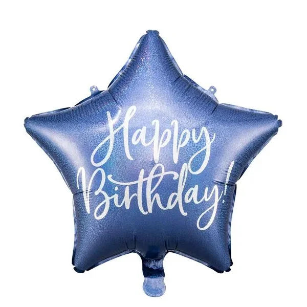 BALLON ETOILE HAPPY BIRTHDAY 40CM BLEU