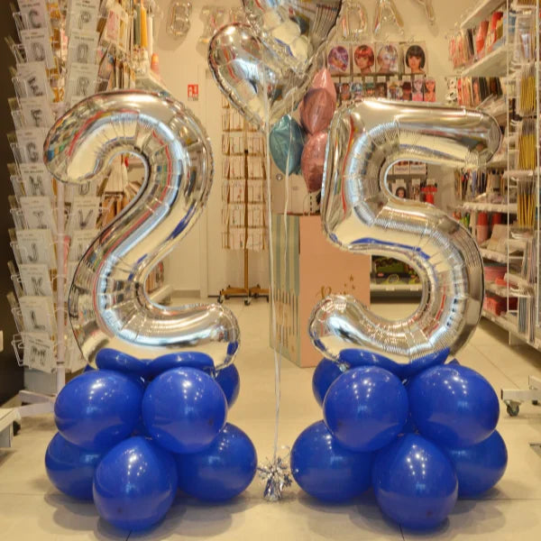 BALLON CHIFFRE 2 ARGENT 86CM