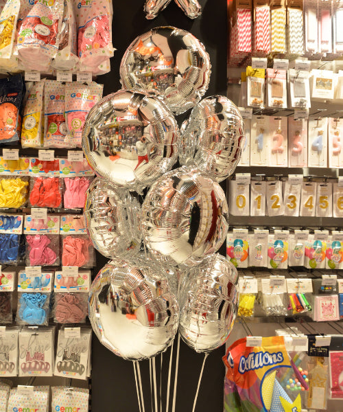 Ballon Coeur LOVE - stries roses et pois or - 45 cm aluminium mylar helium