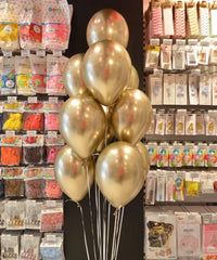 Pack Chic Doré – Ballons Hélium, Guirlande & Déco