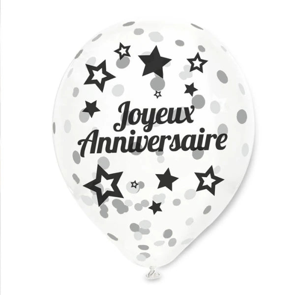 BAG OF 6 GOLDEN CONFETTI BALLOONS 45CM
