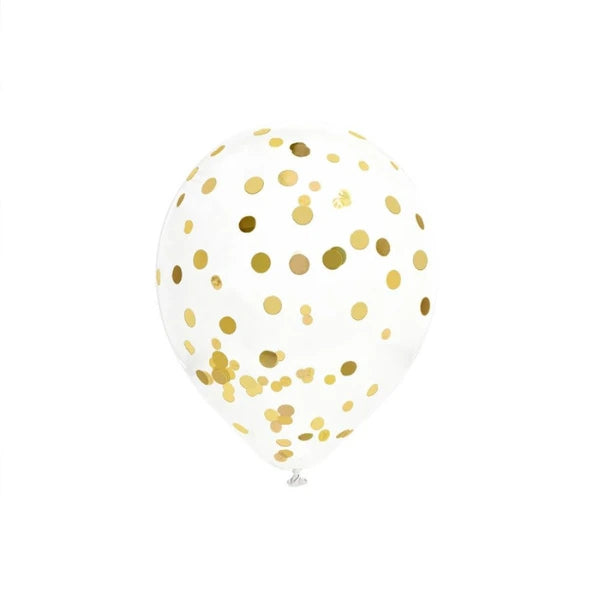 BAG OF 6 GOLDEN CONFETTI BALLOONS 45CM