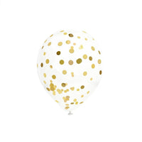 BAG OF 6 GOLDEN CONFETTI BALLOONS 45CM