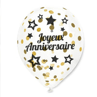 BAG OF 6 GOLDEN CONFETTI BALLOONS 45CM