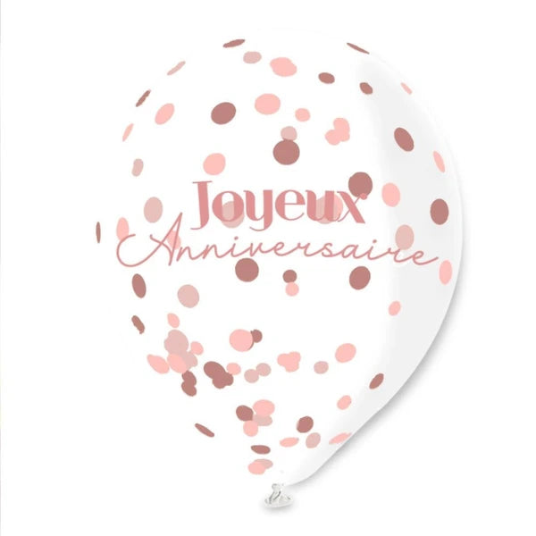 BAG OF 6 GOLDEN CONFETTI BALLOONS 45CM