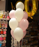 BOUQUET OF 10 LATEX BALLOONS 30CM | PINK + WHITE/SILVER