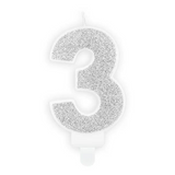 BOUGIE ANNIVERSAIRE CHIFFRE 3 ARGENT 7CM